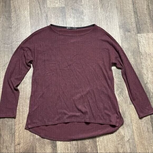 gibson Burgundy Boxy Soft Light Weight Sweater Top Size XXS - Picture 2 of 9